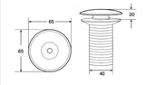 WASTE COUPLING WITH POP-UP FULL THREAD FOR STONE WASH BASIN &ndash; AQUANT - ( CARRARA MARBLE - - 32x120 mm - 1.28inchX4.8inch )