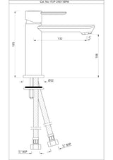 SINGLE LEVER BASIN MIXER WITHOUT POPUP WASTE SYSTEM WITH 450MM LONG BRAIDED HOSES WITH WALL FLANGE - JAQUAR FAUCETS - (BLACK CHROME - FUSION PRIME - 0x15 mm -  0inchX0.5inch)