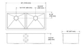 STRIVE TM SS DOUBLE BOWL FABRICATED (DEPTH 10.16 INCH)W/STRAINER - KOHLER LUXURY -  (  - LUXURY - 1000x450 mm - 40inchX18inch )