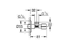 ANGLE VALVE 1/2INCH X 1/2INCH - GROHE -  ( BRUSHED HARD GRAPHITE - G5 - GROHE - 0x15 mm - 0inchX0.6inch )