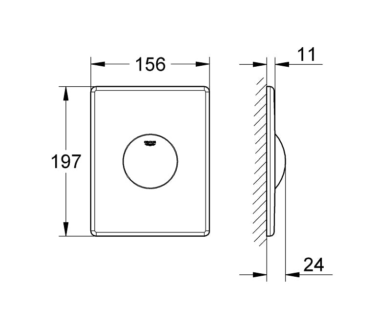 SKATE FLUSH PLATE - GROHE -  ( CHROME - G4 - SKATE - 0x0 mm - 0inchX0inch )