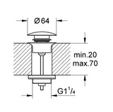 PUSH OPEN WASTE SET - GROHE -  ( BRUSHED HARD GRAPHITE - G5 - GROHE - 0x0 mm - 0inchX0inch )