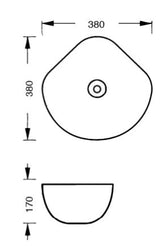 TABLE MOUNTED CERAMIC ART WASH BASIN - AQUANT - ( WHITE - - 380x280x170 mm - 15.2inchX11.2inchX6.8inch )