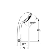RELEXA 100 HAND SHOWER, 5 SPRAYS - GROHE -  ( CHROME - G4 - RELEXA - 0x15 mm - 0inchX0.6inch )