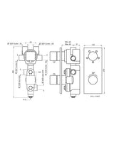 THERMATIK-S CONCEALED THERMOSTAT WITH CONTROL UNIT FOR 4-OUTLETS & INTEGRATED SHUT-OFF VALVE - ARTIZE FAUCET -  ( GOLD BRIGHT PVD - THERMATIK-S - 0x20 mm - 0inchX0.8inch )