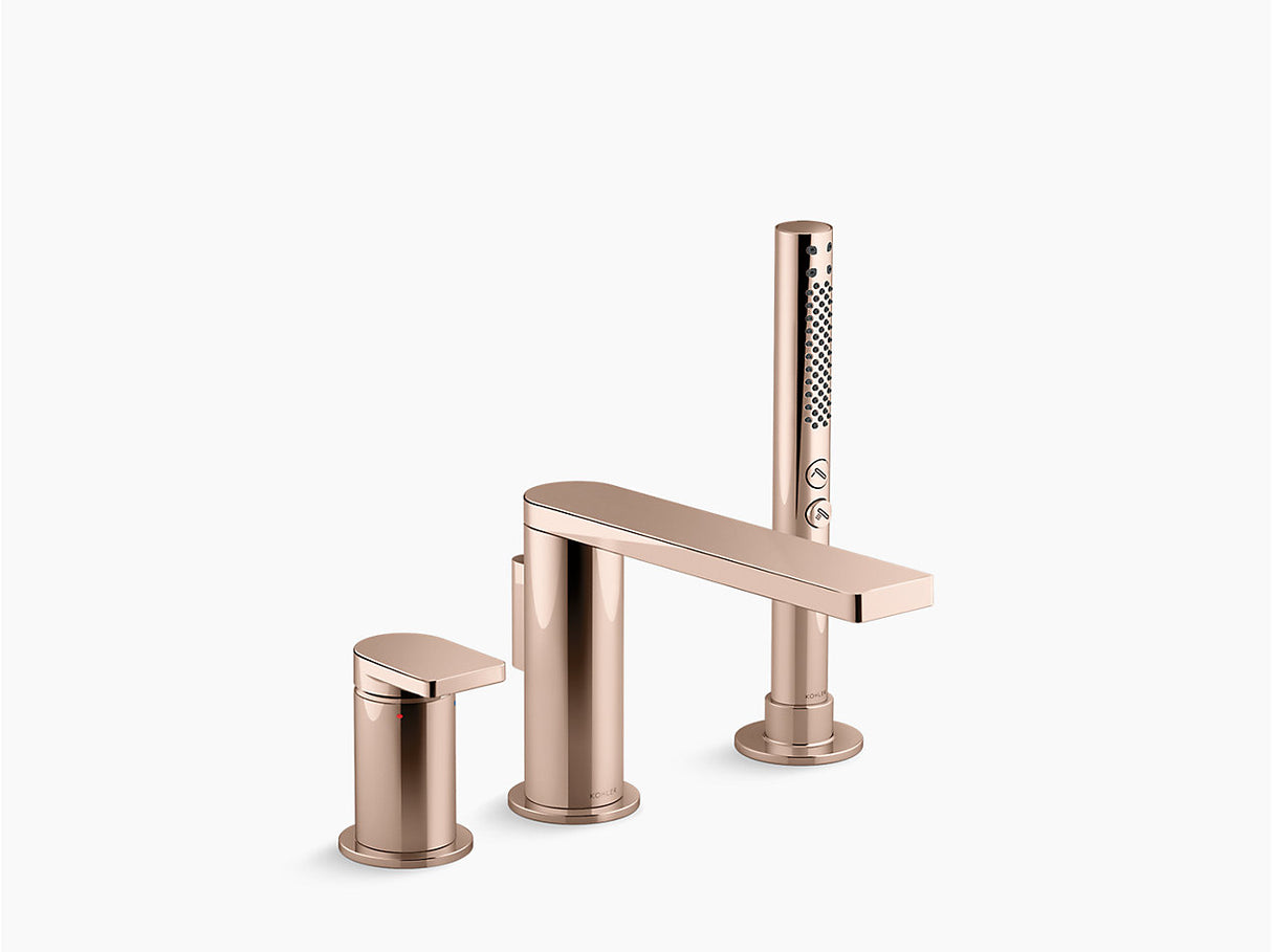 COMPOSED 3 HOLE BATH FILLER & HANDSHOWER - KOHLER LUXURY -  ( VIBRANT ROSE GOLD - LUXURY - 0x0 mm - 0inchX0inch )