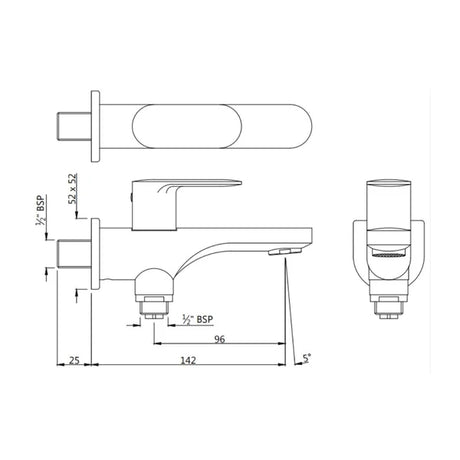 TWO WAY BIB COCK WITH WALL FLANGE - JAQUAR FAUCETS -  ( BLACK CHROME - OPAL PRIME - 0x15 mm - 0inchX0.5inch )