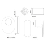 EXPOSED PART KIT OF CONCEALED STOP COCK & FLUSH COCK W/FLANGE - JAQUAR FAUCET - (ANTIQUE COPPER - OPAL PRIME - 0x15 mm - 0inchX0.5inch)