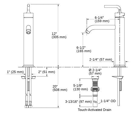 PURIST TALL SINGLE CONTROL LAV FAUCET W/LEVER HANDLE - KOHLER LUXURY -  ( VIBRANT BRUSHED BRONZE - LUXURY - 0x15 mm - 0inchX0.5inch )