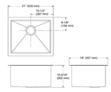 STRIVE TM SS SINGLE BOWL UNDERMOUNT FABRICATED (DEPTH 10INCH)W/STRAINER - KOHLER LUXURY -  (  - LUXURY - 533x457 mm - 21.32inchX18.28inch )