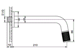 MOUTH OPERATED WALL BASIN TAP - AQUANT -  ( MATT BLACK -  - 210x0 mm - 8.4inchX0inch )