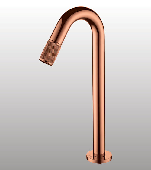 MOUTH OPERATED TALL BRASS MOUNTED BASIN TAP - AQUANT -  ( ROSE GOLD -  - 324x0 mm - 12.96inchX0inch )