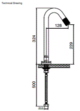 MOUTH OPERATED TALL BRASS MOUNTED BASIN TAP - AQUANT -  ( MATT BLACK -  - 324x0 mm - 12.96inchX0inch )
