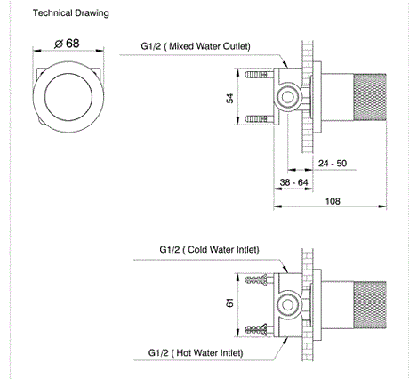 CON WALL MOUNTED DEUSCH MIXER W/PROGRESSIVE CARTRIDGE - AQUANT -  ( BRUSHED ROSE GOLD -  - 0x0 mm - 0inchx0inch )