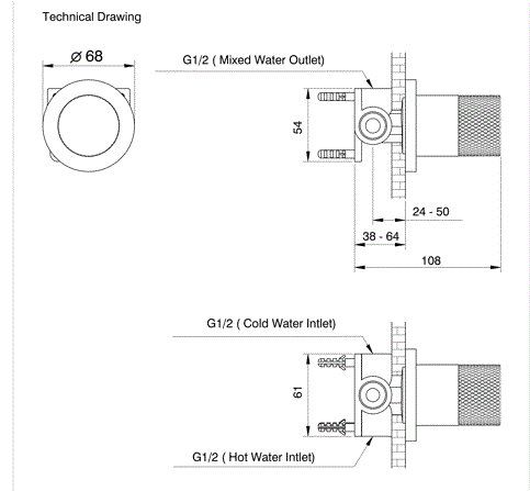 CON WALL MOUNTED DEUSCH MIXER W/PROGRESSIVE CARTRIDGE - AQUANT -  ( CHROME -  - 0x0 mm - 0inchx0inch )