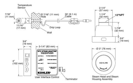 DTV+ STEAM ADAPTER KIT, SINGLE - KOHLER PREMIUM -  ( POLISHED CHROME - PREMIUM - 0x0 mm - 0inchx0inch )