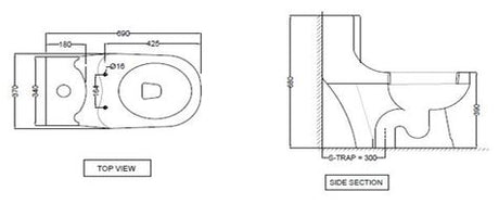 EWC ONE PC S -TRAP 300MM W/S.COVER - JAQUAR SWARE -  ( WHITE - CONTINENTAL - 0x0 mm - 0inchx0inch )