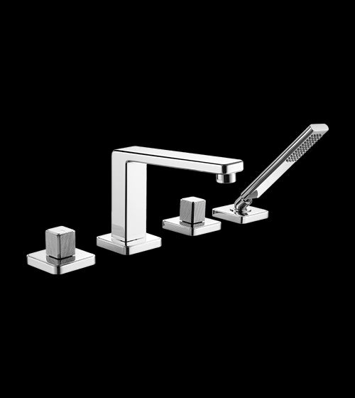 FOUR HOLE BATHTUB MIXER WITH HAND SHOWER - AQUANT - ( CHROME - - 0x15 mm - 0inchX0.5inch )