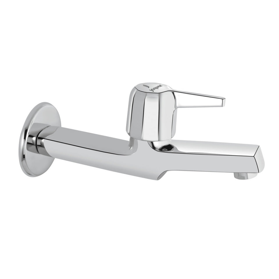 LONG BODY BIB COCK WITH WALL FLANGE - JAQUAR FAUCETS - ( CHROME - CONTINENTAL PRIME - 0x15 mm - 0inchX0.5inch )