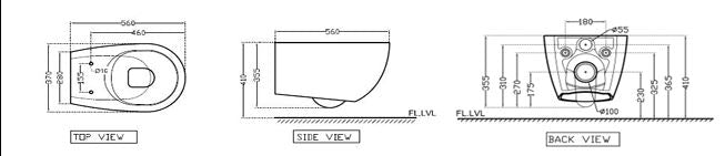 WALL HUNG RIMLESS WC W/S.COVER & ACC.( BOLT DISTANCE 7INCH)- ARTIZE SWARE -  ( WHITE - SIGNAC - 0x0 mm - 0inchX0inch )