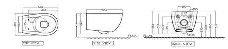 WALL HUNG RIMLESS WC W/S.COVER & ACC.( BOLT DISTANCE 7INCH)- ARTIZE SWARE -  ( WHITE - SIGNAC - 0x0 mm - 0inchX0inch )