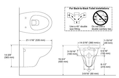EWC W/H W/O SEAT COVER FOR 18131IN-S-7 ( BOLT DISTANCE 7INCH)- KOHLER POPULAR -  (  - POPULAR - 0x0 mm - 0inchX0inch )