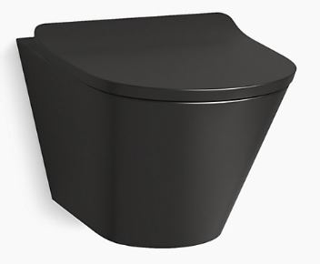 BRAZN WALL HUNG EWC ROUND W/O SEAT COVER FOR 26994IN-HB1 ( BOLT DISTANCE 7INCH)- KOHLER LUXURY -  ( HONED BLACK - LUXURY - 556x384 mm - 22.24inchX15.36inch )