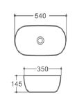 CERAMIC TABLE TOP WASH BASIN - BETTER LIVING -  (  - LUNA - 540x350 mm - 21.6inchX14inch )