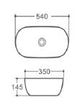 CERAMIC TABLE TOP WASH BASIN - BETTER LIVING -  (  - LUNA - 540x350 mm - 21.6inchX14inch )
