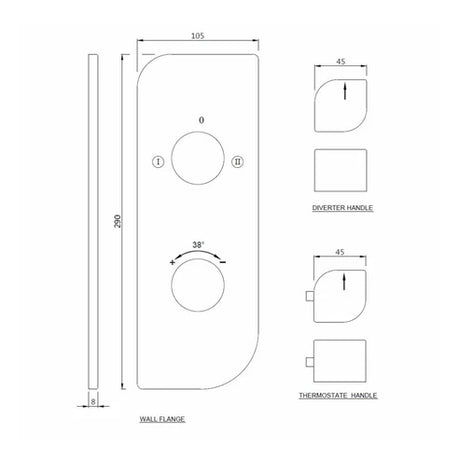 AQUAMAX EXPOSED PART KIT OF THERMOSTATIC SHOWER MIXER WITH 2-WAY OUTLET WITH SLEEVE (COMPATIBLE WITH ALD-681N)- JAQUAR FAUCETS - ( STAINLESS STEEL - ALIVE - 0x20 mm - 0inchX0.75inch )