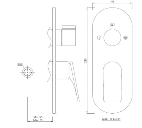 AQUAMAX EXPOSED PART KIT OF SINGLE LEVER SHOWER MIXER WITH 3-WAY OUTLET & SLEEVE (COMPATIBLE WITH ALD-783N)- JAQUAR FAUCETS -  ( BLACK MATT - LAGUNA - 0x15 mm - 0inchX0.5inch )