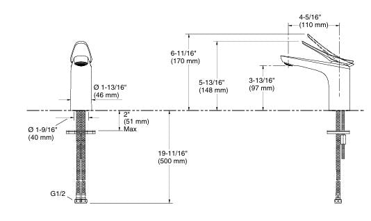 SINGLE HANDLE BATHROOM SINK FAUCET - KOHLER PREMIUM -  ( MATTE BLACK - PREMIUM - 0x15 mm - 0inchX0.5inch )