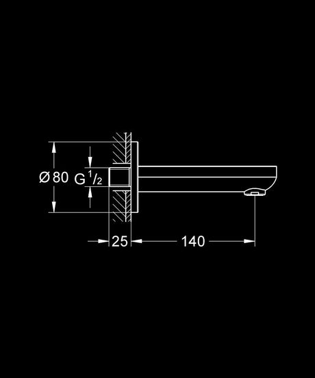 BATH SPOUT - GROHE-G2 -  ( CHROME - G2 - BAUCOSMOPOLITAN - 0x15 mm - 0inchX0.6inch )