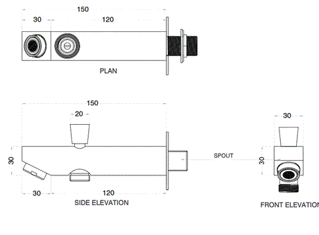 BUTTON SPOUT - AQUANT -  ( CHROME -  - 0x0 mm - 0inchx0inch )