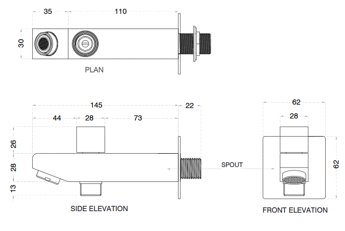 BUTTON SPOUT - AQUANT -  ( ROSE GOLD -  - 0x0 mm - 0inchx0inch )