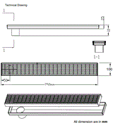 SHOWER CHANEL DRAINER 750 MM 304 SS W/BASE W/SIDE OUTLET - AQUANT -  ( GRAPHITE GREY -  - 750x100 mm - 30inchX4inch )
