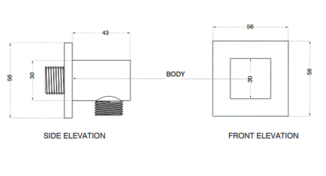 BRASS SQUARE WALL OUTLET - AQUANT -  ( BRUSHED GOLD -  - 0x0 mm - 0inchx0inch )