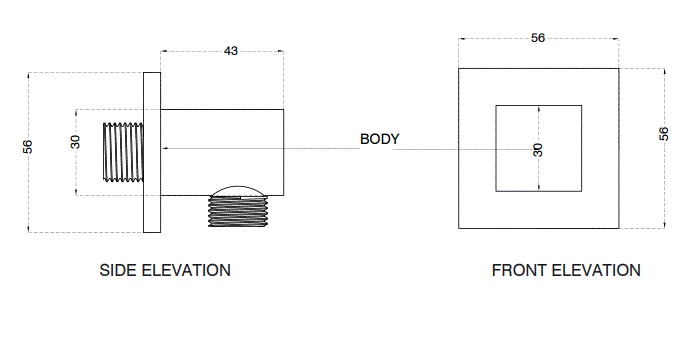 BRASS SQUARE WALL OUTLET - AQUANT -  ( ROSE GOLD -  - 0x0 mm - 0inchx0inch )
