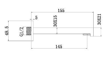 BRASS PLAIN SPOUT - AQUANT -  ( CHROME -  - 0x15 mm - 0inchX0.6inch )