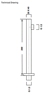 BRASS VERTICAL SQUARE SHOWER ARM - AQUANT -  ( GRAPHITE GREY -  - 200x0 mm - 8inchX0inch )