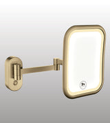 BRASS MIRROR WITH DUAL LED LIGHT SQUARE - AQUANT -  ( BRUSHED GOLD - ACCESSORIES - 250x190 mm - 10inchX7.6inch )