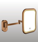BRASS MIRROR WITH DUAL LED LIGHT SQUARE - AQUANT -  ( BRUSHED ROSE GOLD - ACCESSORIES - 250x190 mm - 10inchX7.6inch )