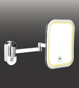 BRASS MIRROR WITH DUAL LED LIGHT SQUARE - AQUANT -  ( CHROME - ACCESSORIES - 250x190 mm - 10inchX7.6inch )