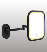 BRASS MIRROR WITH DUAL LED LIGHT SQUARE - AQUANT -  ( MATT BLACK - ACCESSORIES - 250x190 mm - 10inchX7.6inch ) -  ( MATT BLACK - ACCESSORIES - 250x190 mm - 10inchX7.6inch )