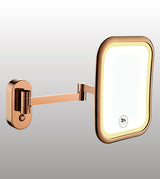 BRASS MIRROR WITH DUAL LED LIGHT SQUARE - AQUANT -  ( ROSE GOLD - ACCESSORIES - 250x190 mm - 10inchX7.6inch )