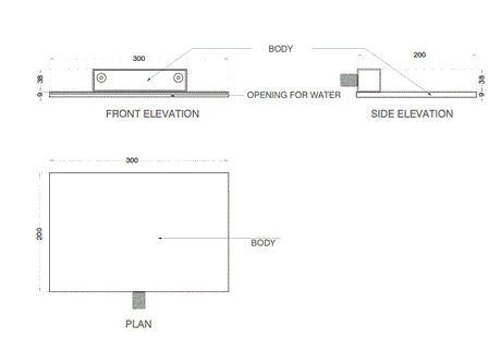 BRASS WATER FALL SHOWER/BATH SPOUT - AQUANT -  ( BRUSHED GOLD -  - 300x200 mm - 12inchX8inch )