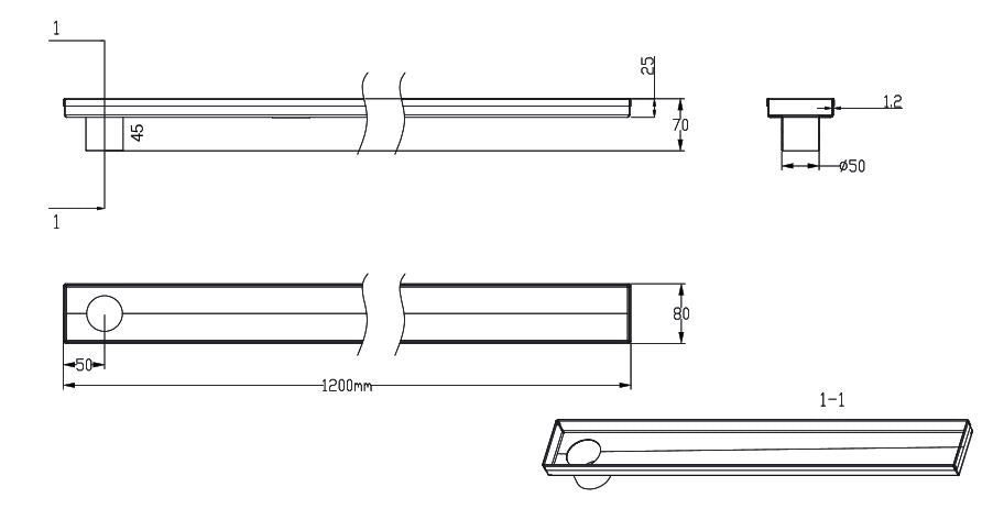 SHOWER CHANNEL BASE 1200MM LT W/O TOP - AQUANT - ( 304 STAINLESS STEEL - - 0x0 mm - 0inchX0inch )