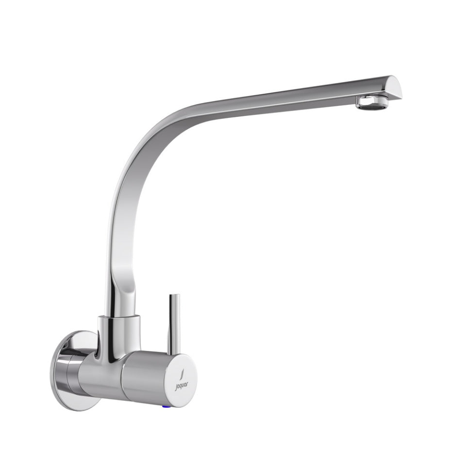 SINK COCK WITH LONG EXTENDED SWINGING SPOUT (WALL MOUNTED MODEL)WITH WALL FLANGE - JAQUAR FAUCETS - ( CHROME - FLORENTINE PRIME - 0x15 mm - 0inchX0.5inch )