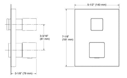 RECE THER. BATH&SHOWER SQUARE TRIM - KOHLER PREMIUM -  ( FRENCH GOLD - PREMIUM - 0x15 mm - 0inchX0.5inch )