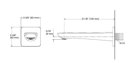 FLUENCE TM WALL-MOUNT BATH SPOUT W/O DIVERTER - KOHLER PREMIUM -  ( VIBRANT ROSE GOLD - PREMIUM - 0x15 mm - 0inchX0.5inch )